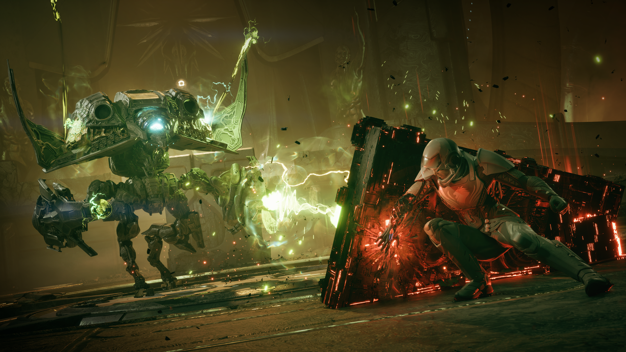 uma cena explosiva de um videogame de ficção científica