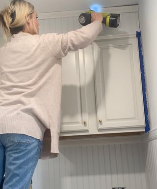 Laundry cabinet makeover in progress