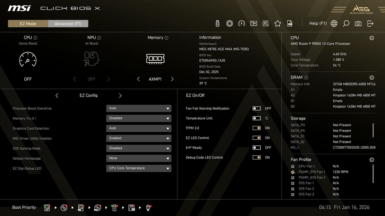 MSI MEG X870E Ace Max - BIOS