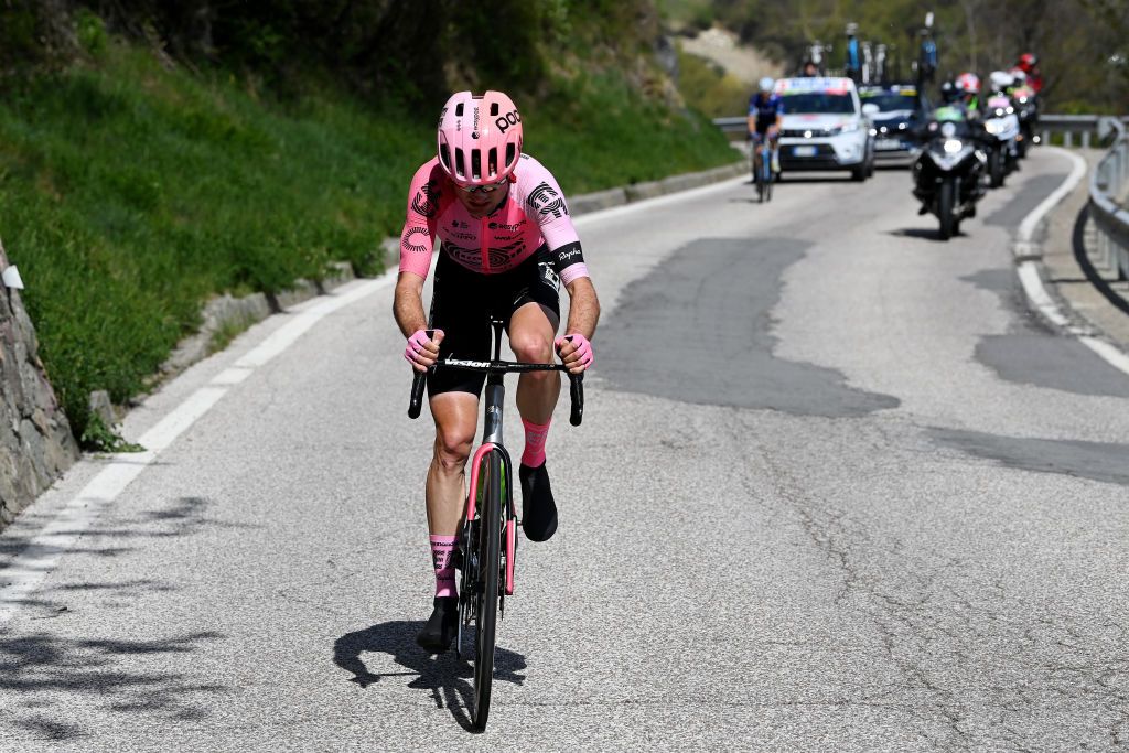 RITTEN ITALY APRIL 18 Simon Carr of United Kingdom and Team EF EducationEasypost competes in the breakaway during the 46th Tour of the Alps 2023 Stage 2 a 1652km stage from Reith im Alpbachtal to Ritten 1174m on April 18 2023 in Reith im Alpbachtal Italy Photo by Tim de WaeleGetty Images