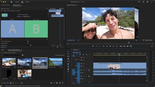 Adding transitions in video editing software Adobe Premiere Pro