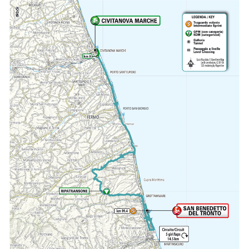 Tirreno-Adriatico 2026 stage 7 route