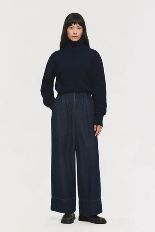 Aligne Fiore Box Pleat Wide Leg Jeans