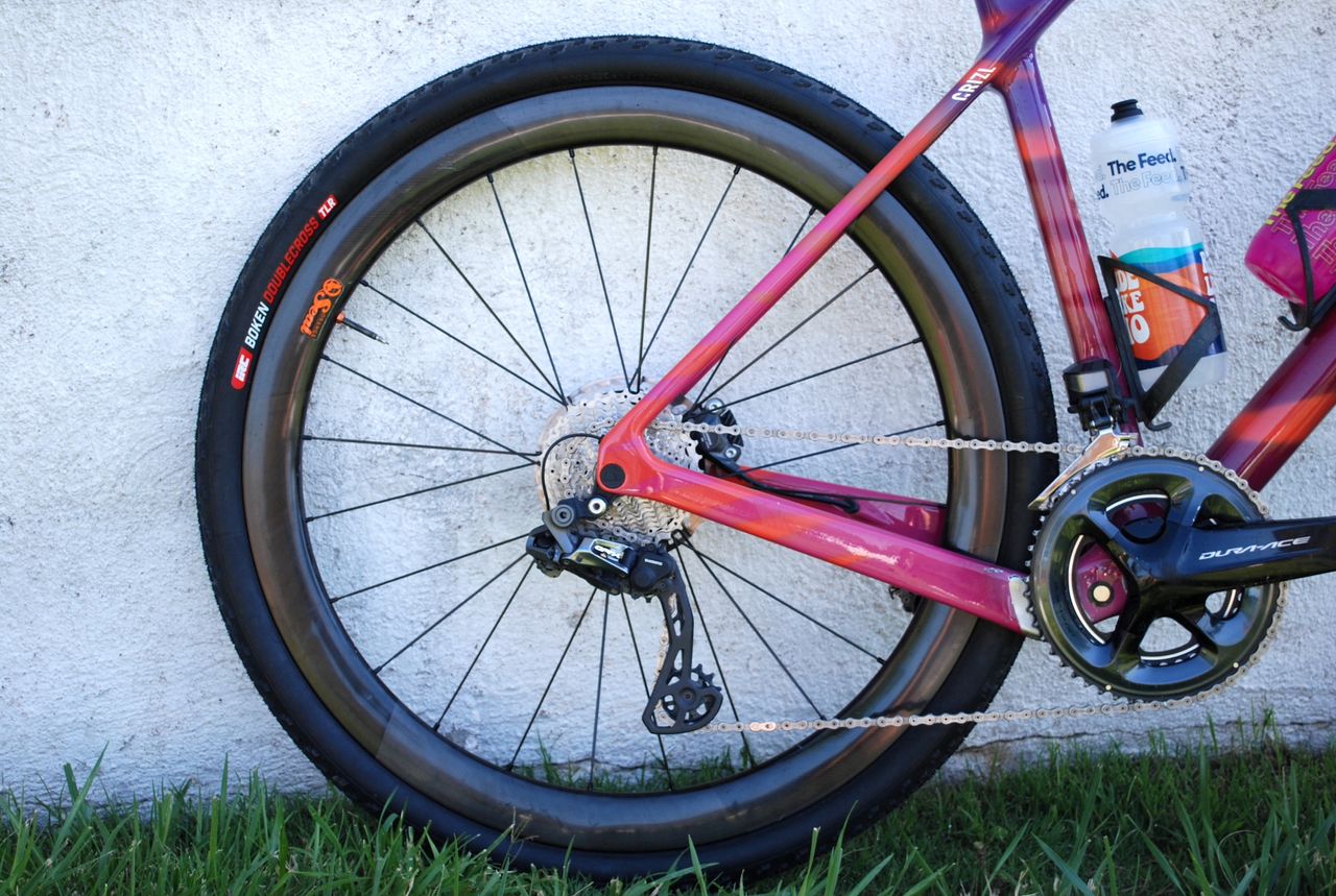 Peter Stetina's GRX wheel and Shimano GRX drivetrain