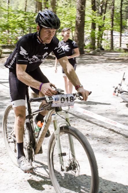 A rider finishes up