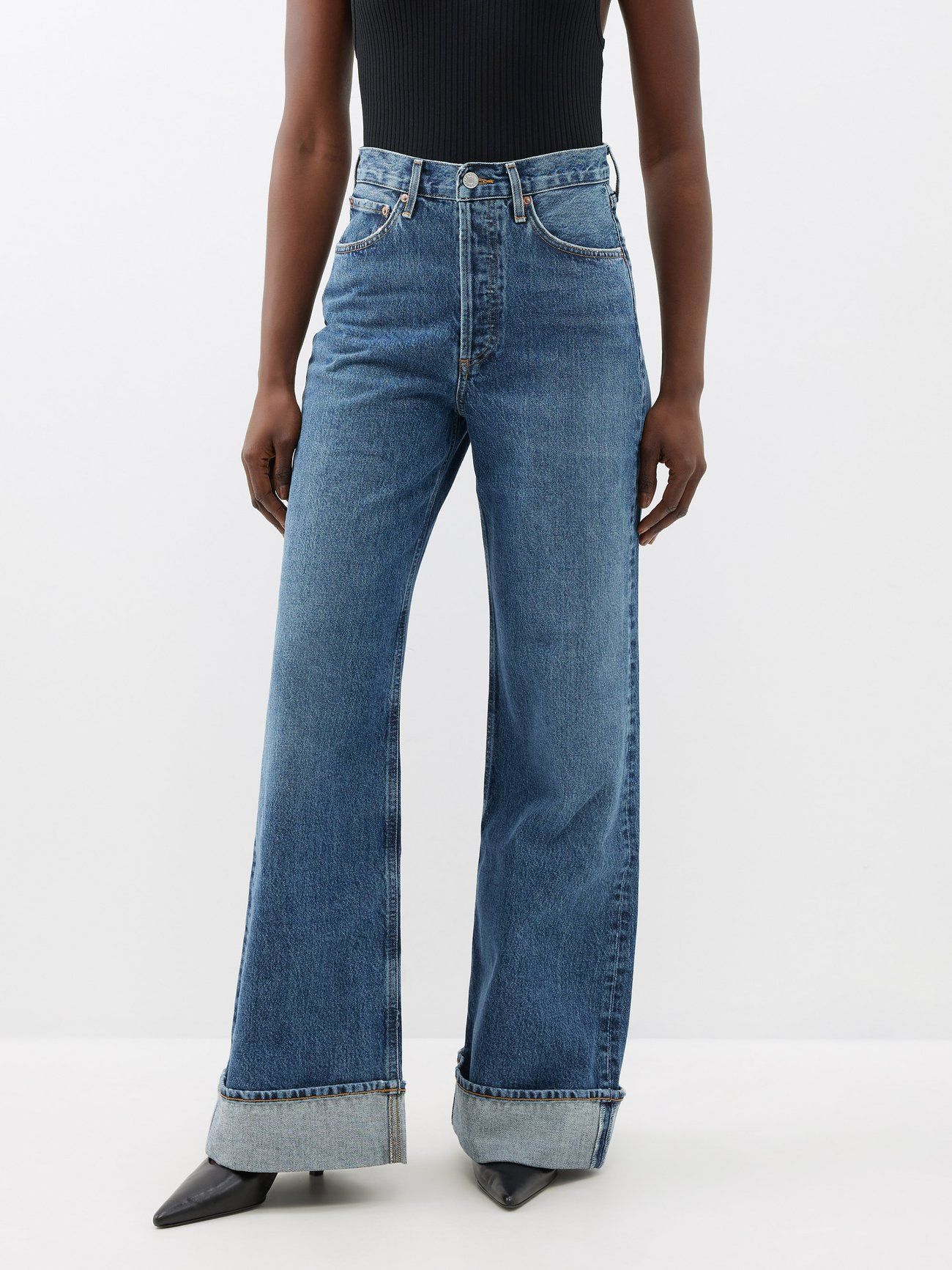 Dame Cuffed Wide-Leg Jeans