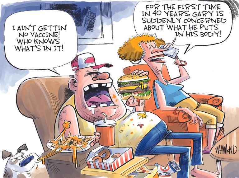 Editorial Cartoon U.S. covid anti vaxxers