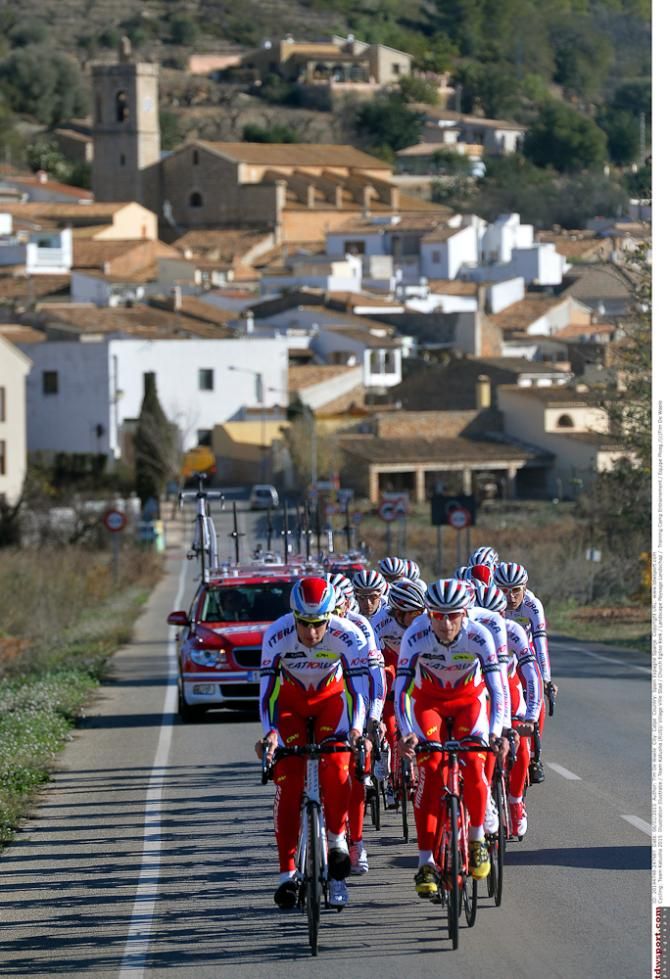 Team Katusha train in Spain.