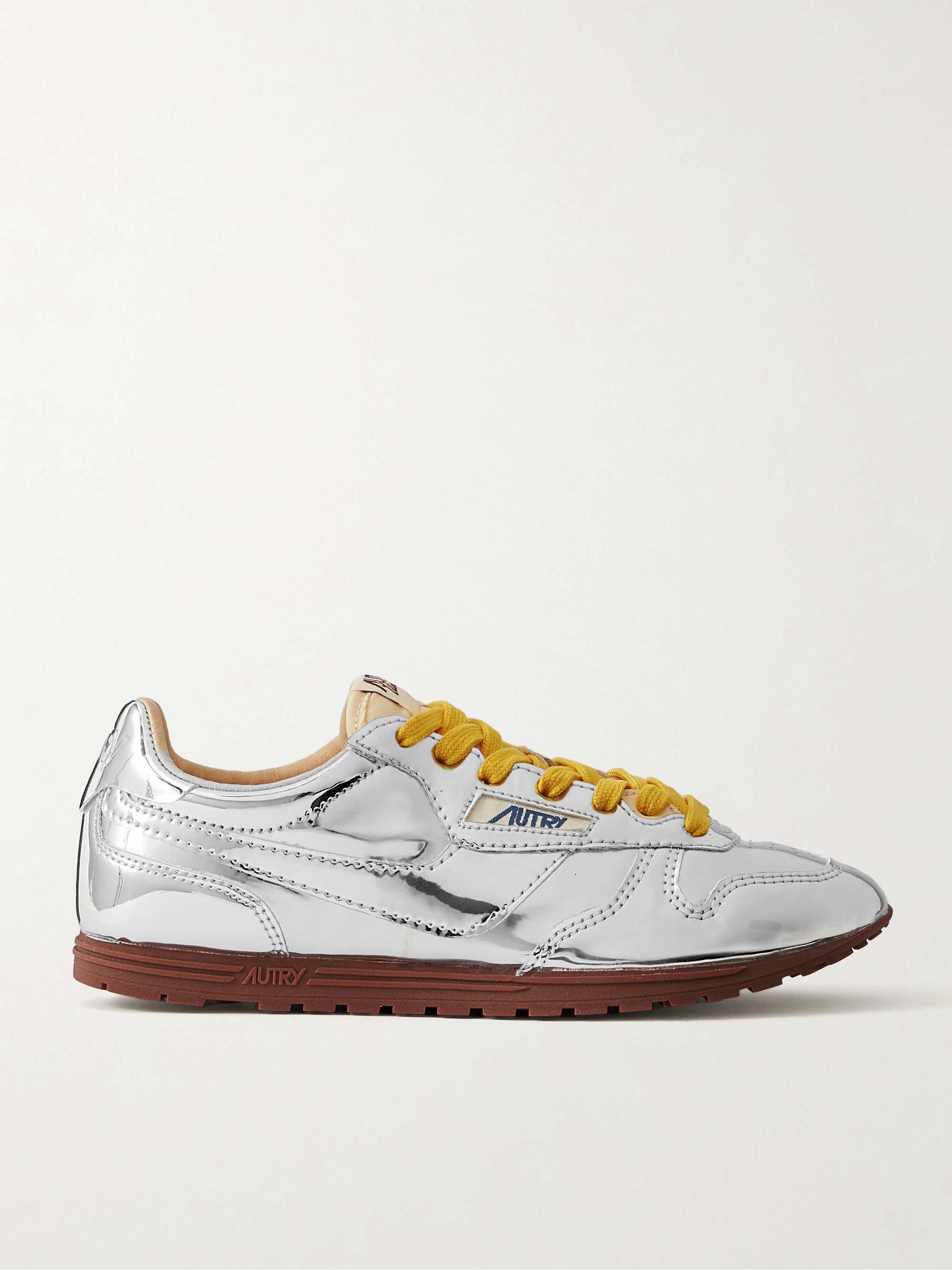 Windspin Low Canvas-Trimmed Mirrored-Vinyl Sneakers