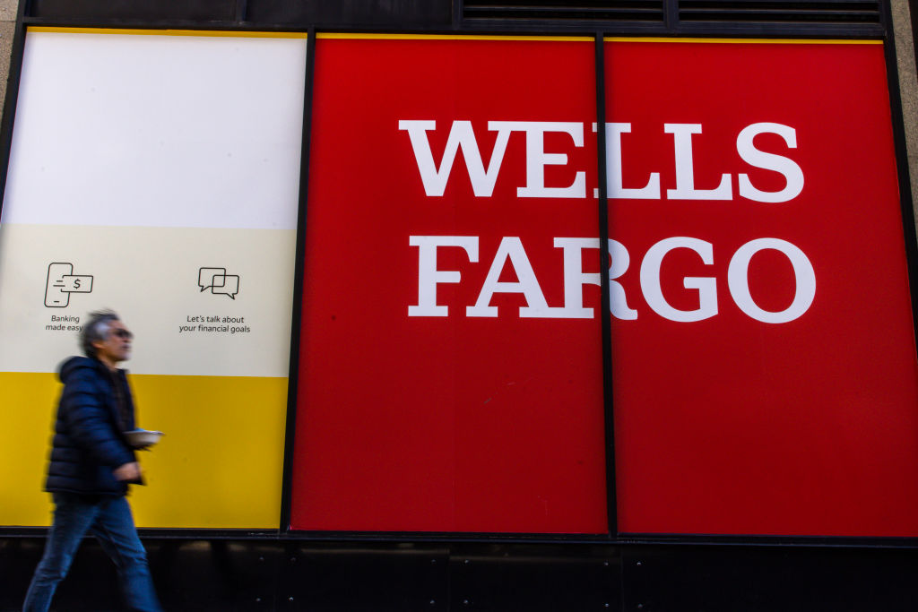Windows covered with Wells Fargo logo