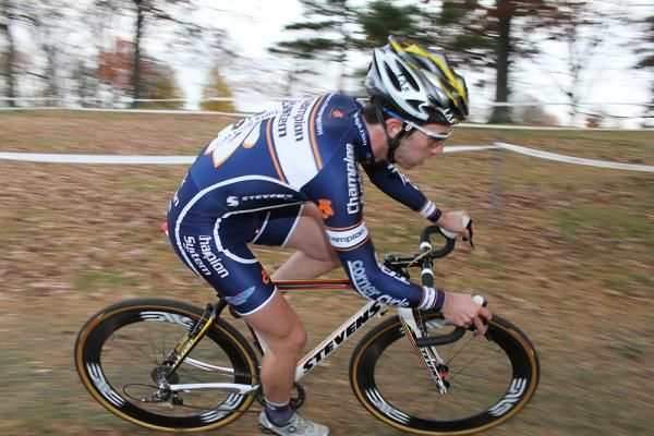Nicholas Keough (Champion System p/b Keough Cyclocross) rounds a turn.