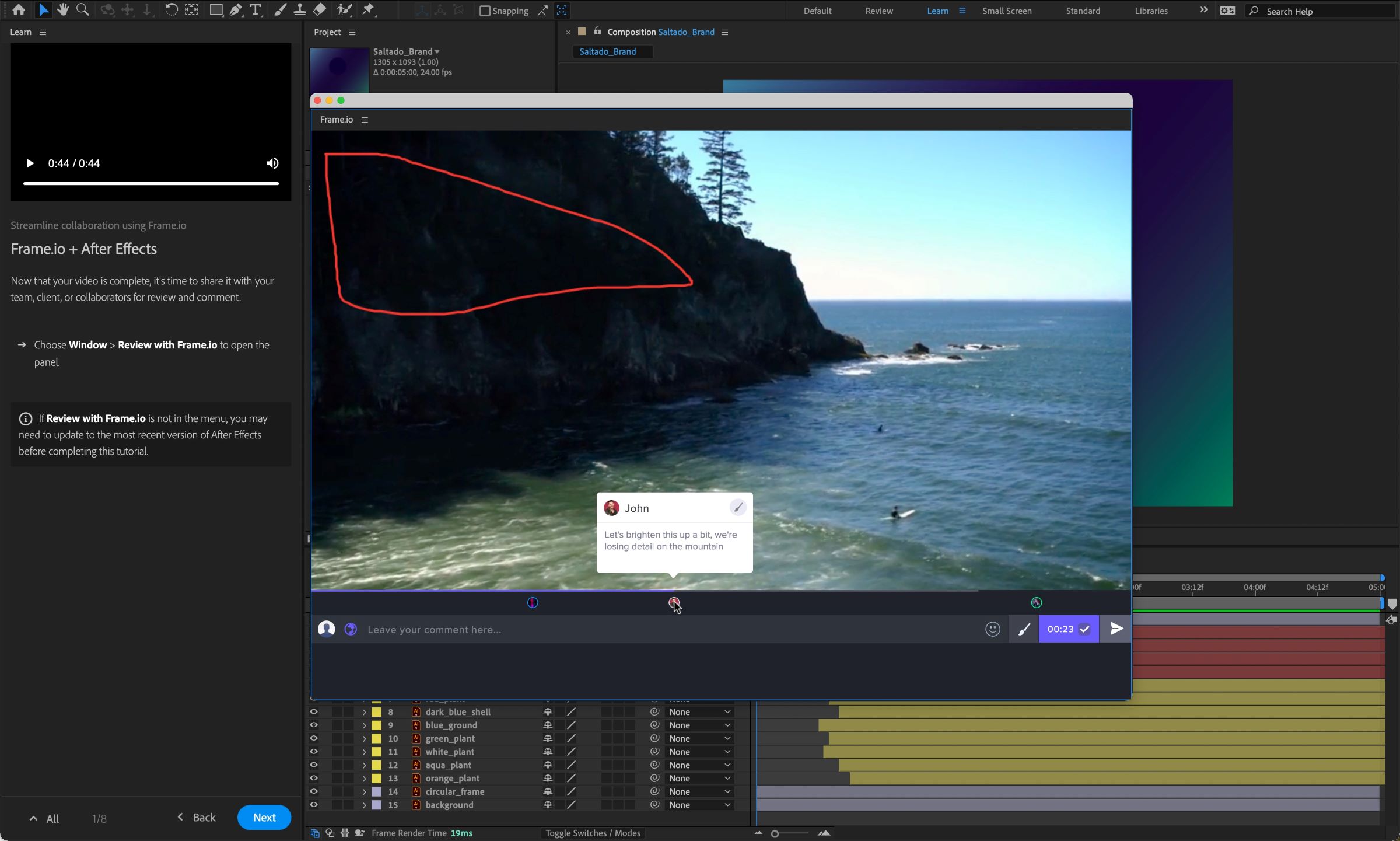 Screenshot of Adobe After Effects VFX software