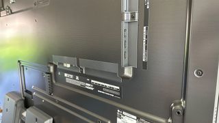 A close up of the ports on the LG OLED65G3 TV