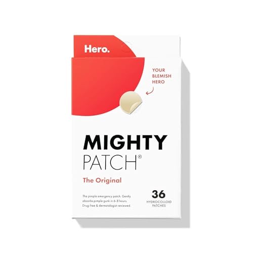 Mighty Patch™ Original Patch From Hero Cosmetics – the #1 Hydrocolloid Acne Pimple Patch for Shrinking Zits and Whiteheads in 1 Use; Nighttime Spot Stickers for Face and Skin (36 Count)