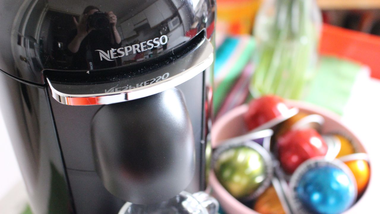 Nespresso Vertuo Plus coffee maker on kitchen counter