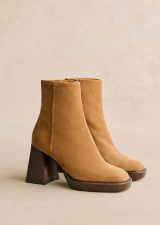 Kaia High Ankle Boots - Honey - Bovine Leather - Sézane