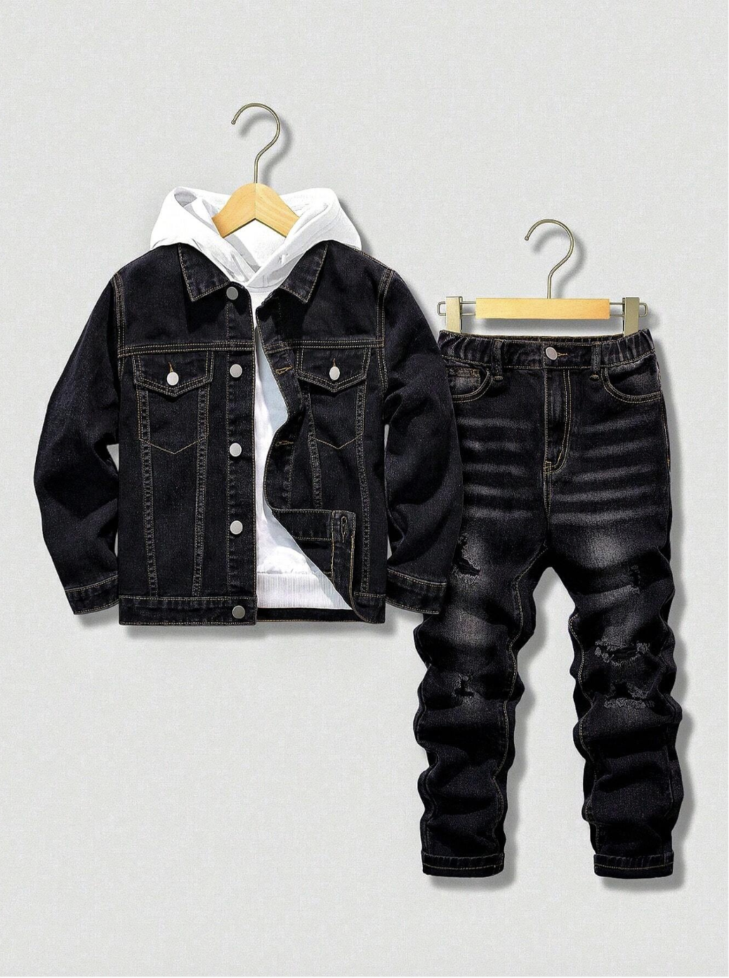 SHEIN x JWoww, Tween Casual Vintage Distressed Denim Outfit (Was $61)