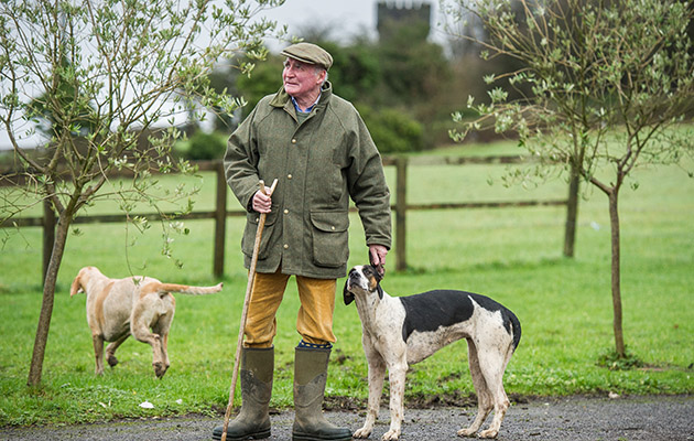 Capt Ian Farquhar MFH out on foot following the Duke of Beaufort&rsquo;s hounds where he has been a master since 1985