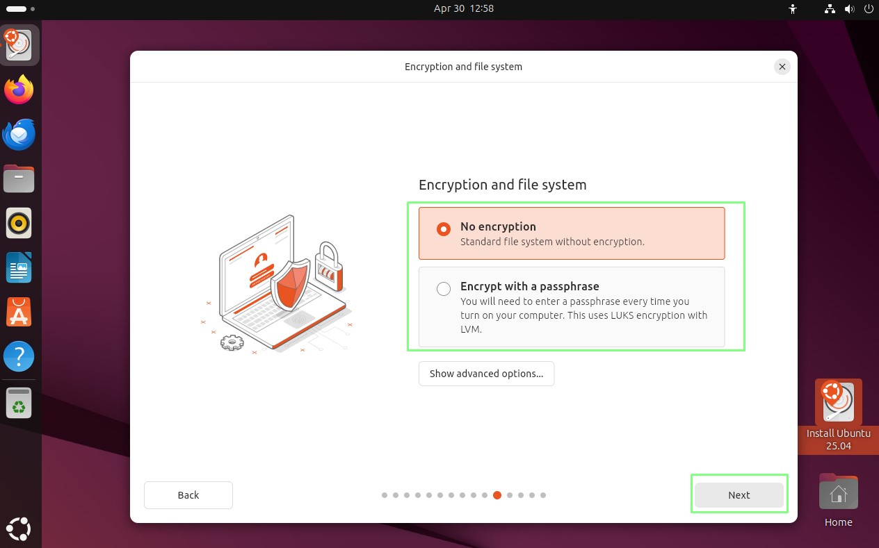 Ubuntu install screenshot