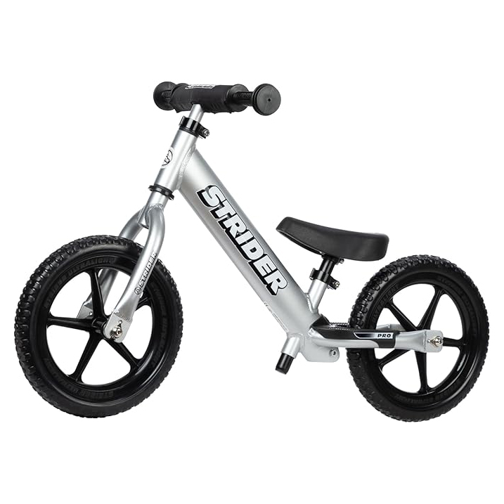 Strider Bikes 12 Inch Pro balance bike in silver