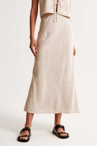 Abercrombie & Fitch Linen-Blend Column Maxi Skirt