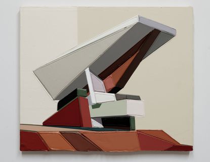 Architectural art painting by Tommy Fitzpatrick, angles in neutral and rustic colours