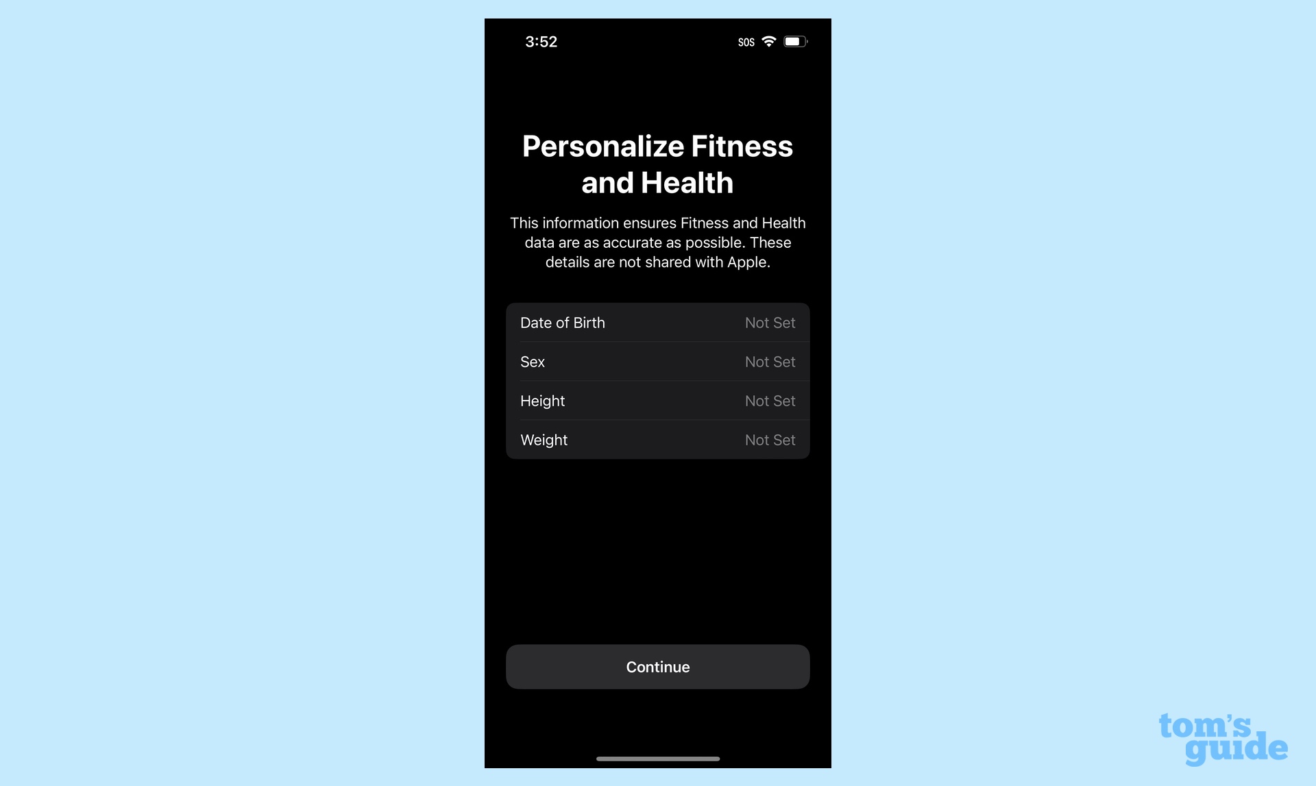 Добавьте личные данные в приложение iOS 16 Fitness