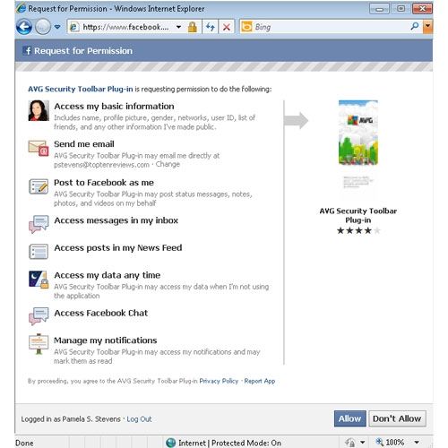 AVG Internet Security image: It keeps you safe on Facebook.