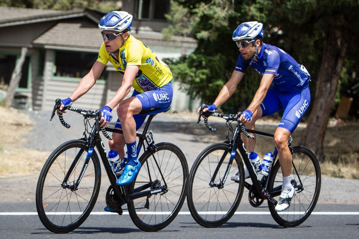 Gavin Mannion (UnitedHealthcare) riding in the leaders jersey