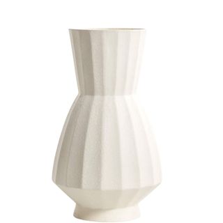 White fluted ceramic vase