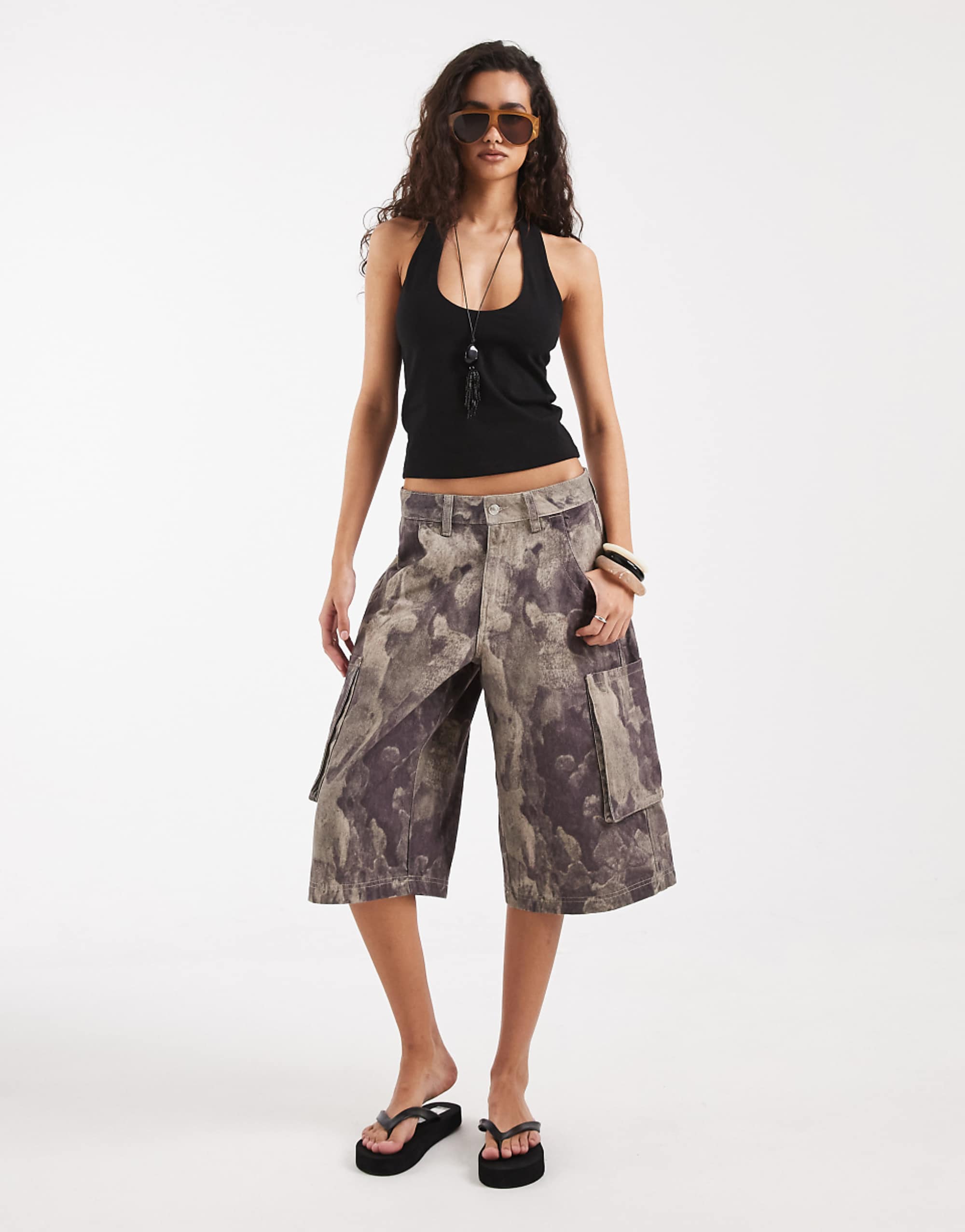 Asos Design Bermuda Longer Cargo Short in Camo Print