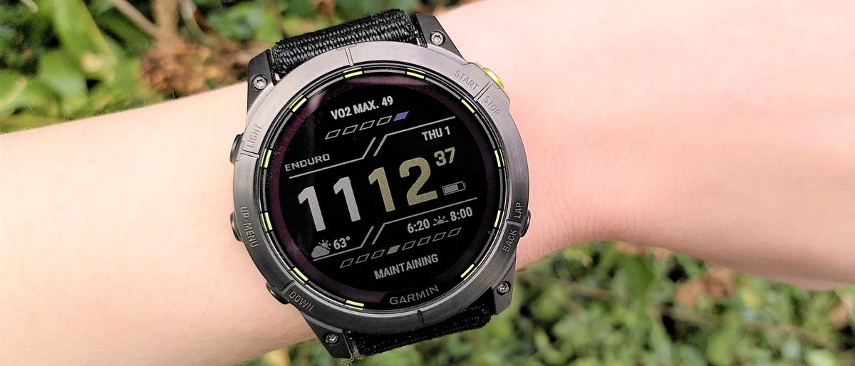 Garmin Enduro 2 watch on woman&#039;s wrist