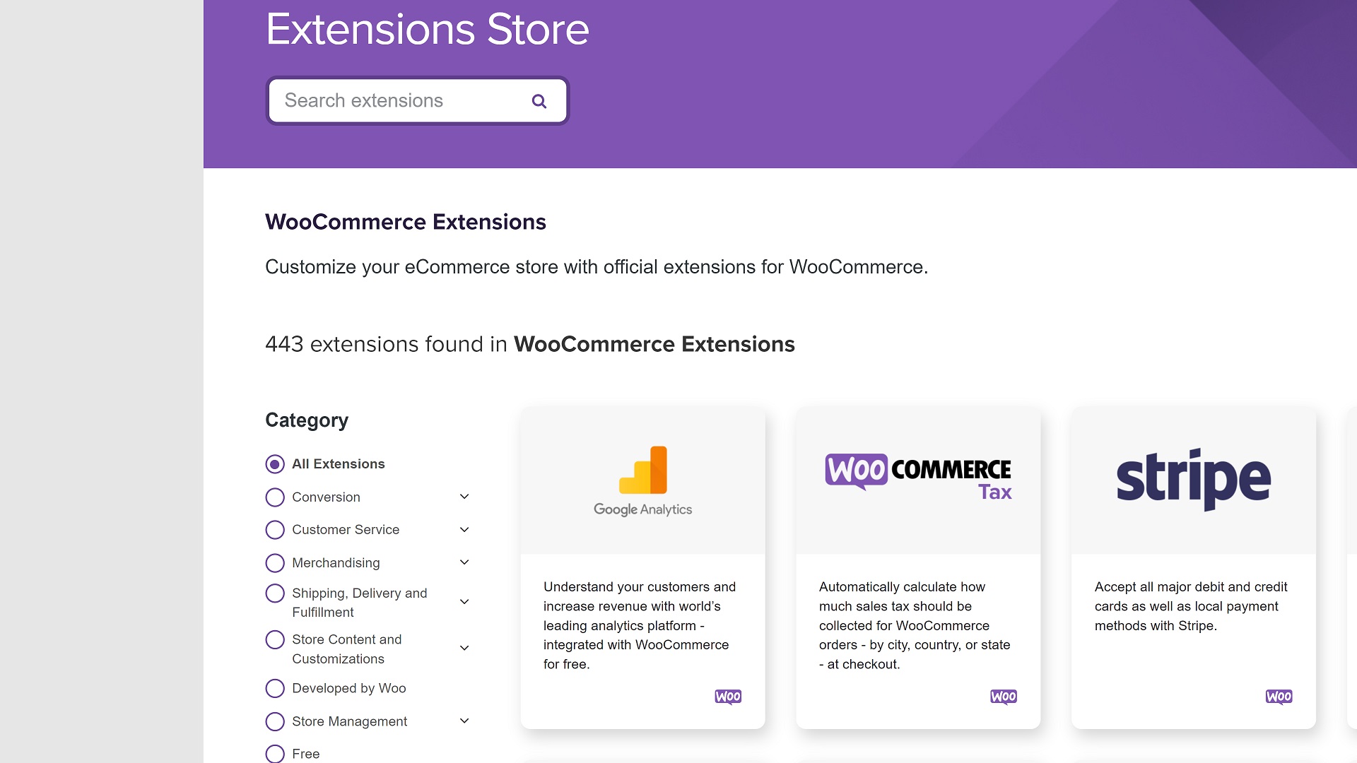 WooCommerce extensions library