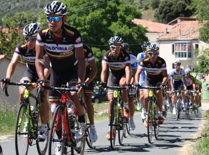 Team Colombia in action during stage 3