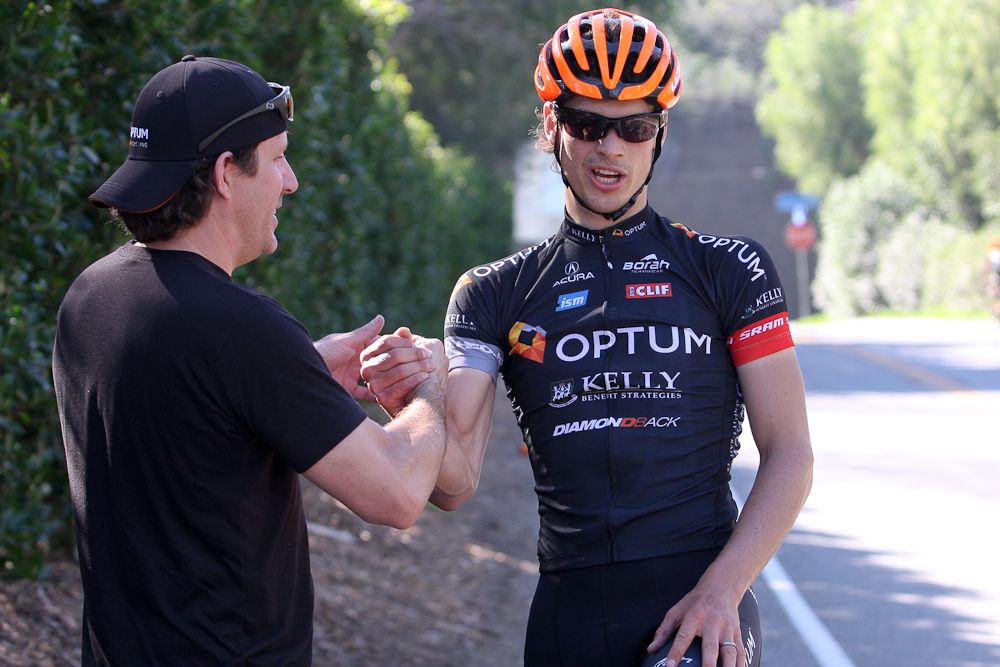 Director Jonas Carney congratulates Bjorn Selander for his performance on the final day of camp.