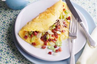 Spring onion and Pancetta omelette
