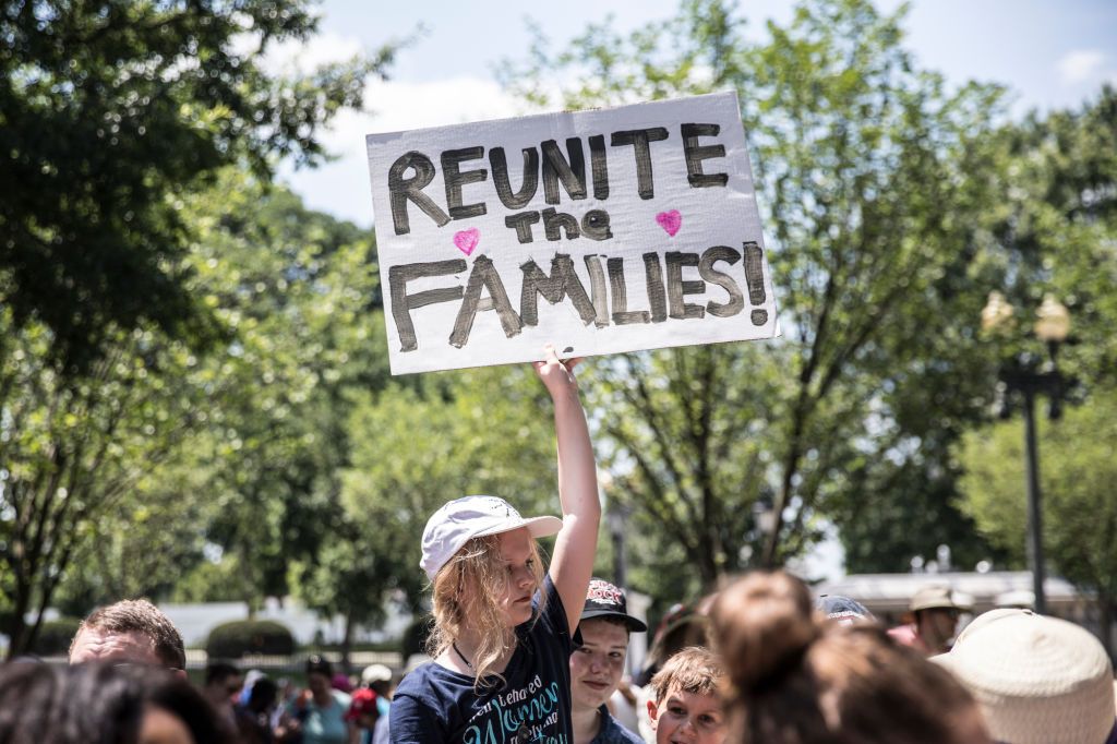 Protesters march against President Trump&amp;#039;s immigration policy on June 30, 2018 in Washington, DC.