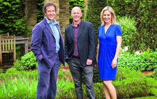 Chelsea Flower Show hosts Monty, Joe and Sophie together in a nice garden