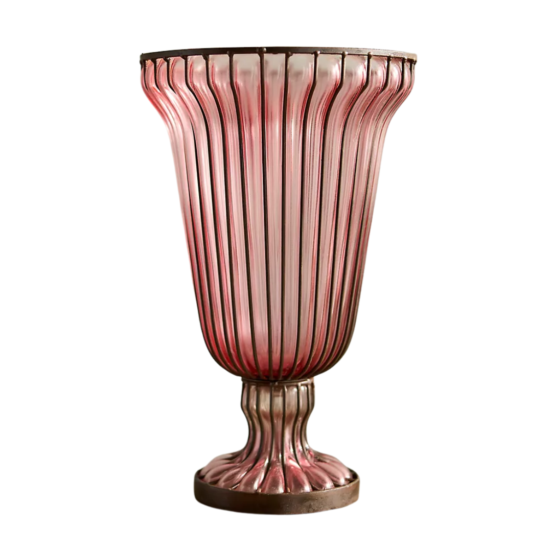 Terrain, Mauve Fluted Glass + Iron Vase