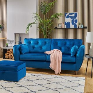 ScS Hoxton Compact Velvet 3 Seater Sofa in a living room