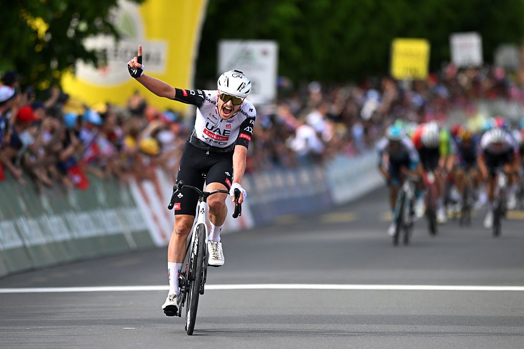 COSSONAY SWITZERLAND MAY 02 Jay Vine of Australia and UAE Team Emirates XRG celebrates at finish line as stage winner during the 78th Tour De Romandie 2025 Stage 3 a 1831km stage from Cossonay to Cossonay UCIWT on May 02 2025 in Cossonay Switzerland Photo by Dario BelingheriGetty Images