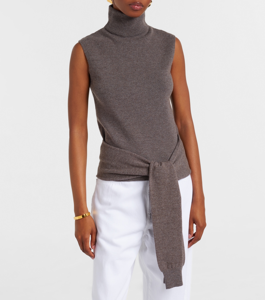 Layered Wool and Cashmere-Blend Top in Brown - Rohe