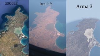 Side by side comparisons of Lemnos, the real-world counterpart to Arma 3's fictional island of Altis. Photo credit: moxer95.