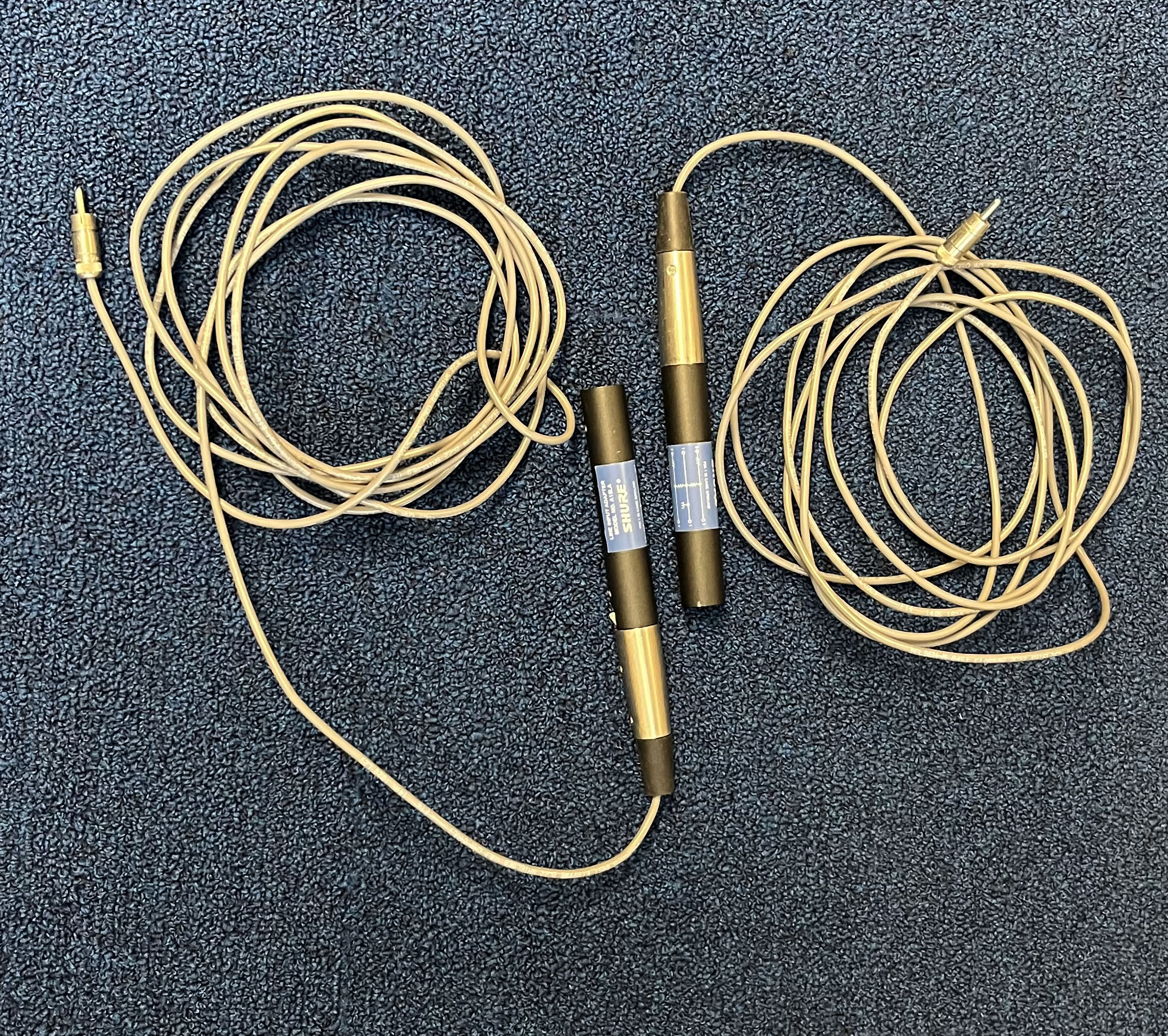 Conversion cables with Shure input adapters.