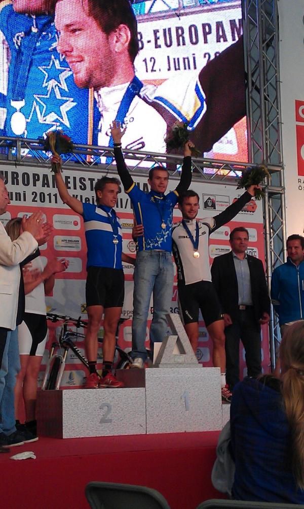 Elite men's podium at the 2010 European marathon championships