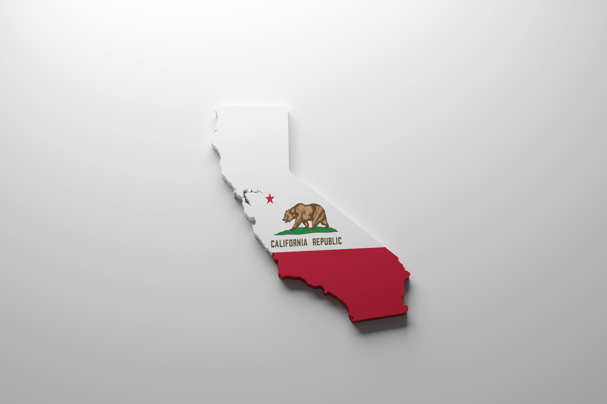 Digitally generated map of California