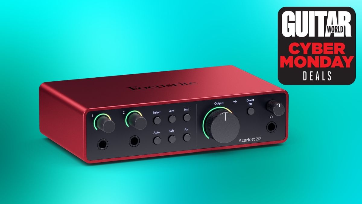 A Focusrite Scarlett 2i2 4th Gen audio interface