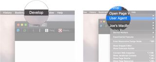 Click Develop, hover over User Agent
