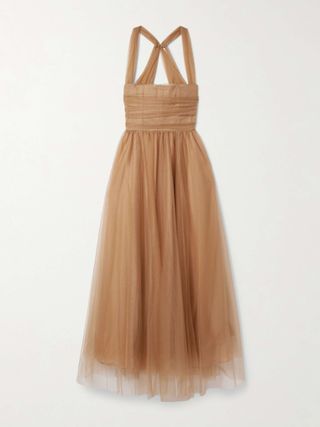 Antonia Ruched Gathered Tulle Gown