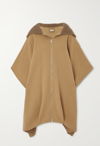 Tan Moncler cape coat